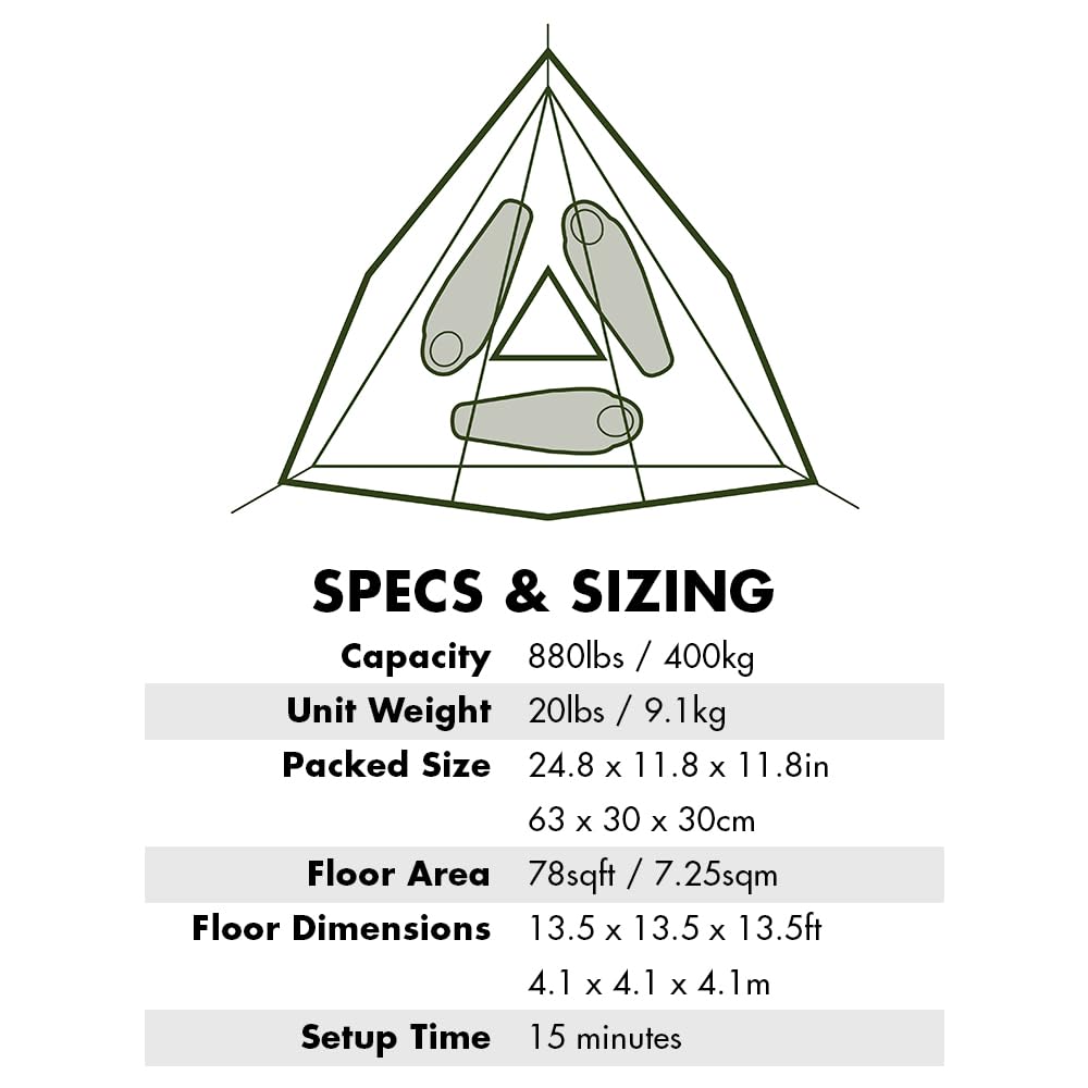 Tentsile Stingray V3 Tree Tent, Camping Hammock Tent, 3P Capacity, Portable Tree House Shelter for Campers, Backyards, Campgrounds (Dark Green)