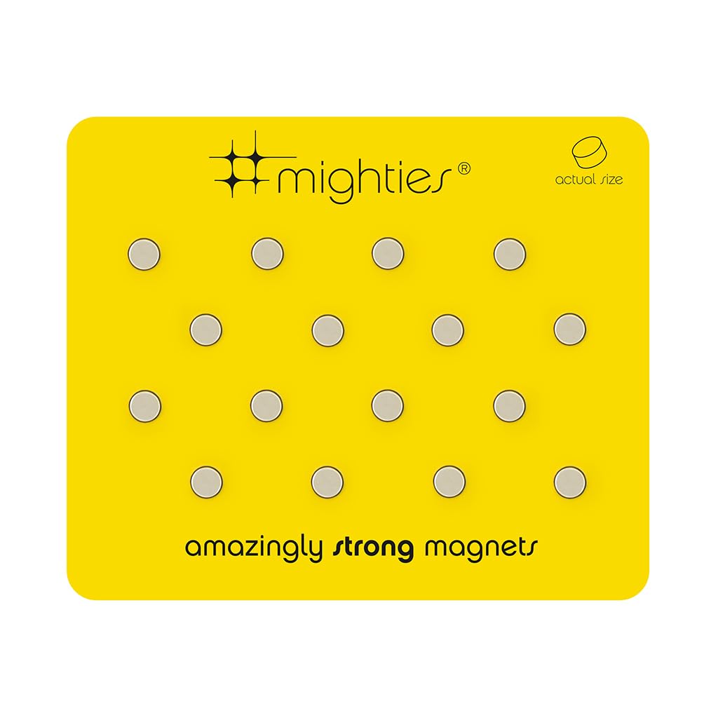 Three by Three Seattle Mini Mighties Magnets, Strong, Heavy Duty Magnets for Fridge, Dry Erase Whiteboards, and More in Home Offices, Cubicles, Schools (16 Pack, Chrome)