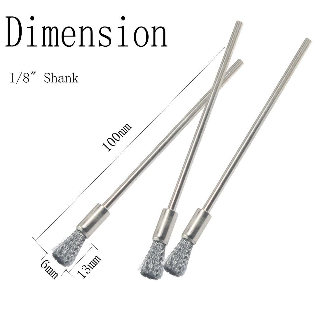 Luo ke 20 Pcs Extended Stainless Steel Cleaning End Brushes, 1/8'' Extra Long Shank Pen Shape Rust Paint Removal Bits Wire Brush for Rotary Tools