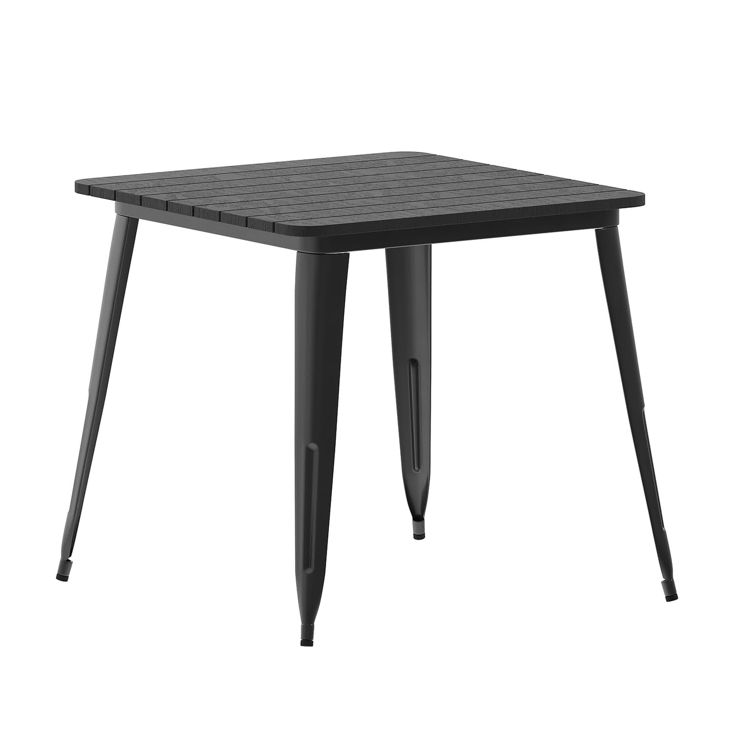 Flash Furniture Declan Commercial Outdoor Dining Table, All Weather Poly Resin Top with Steel Base, 31.5" Square, Black/Black