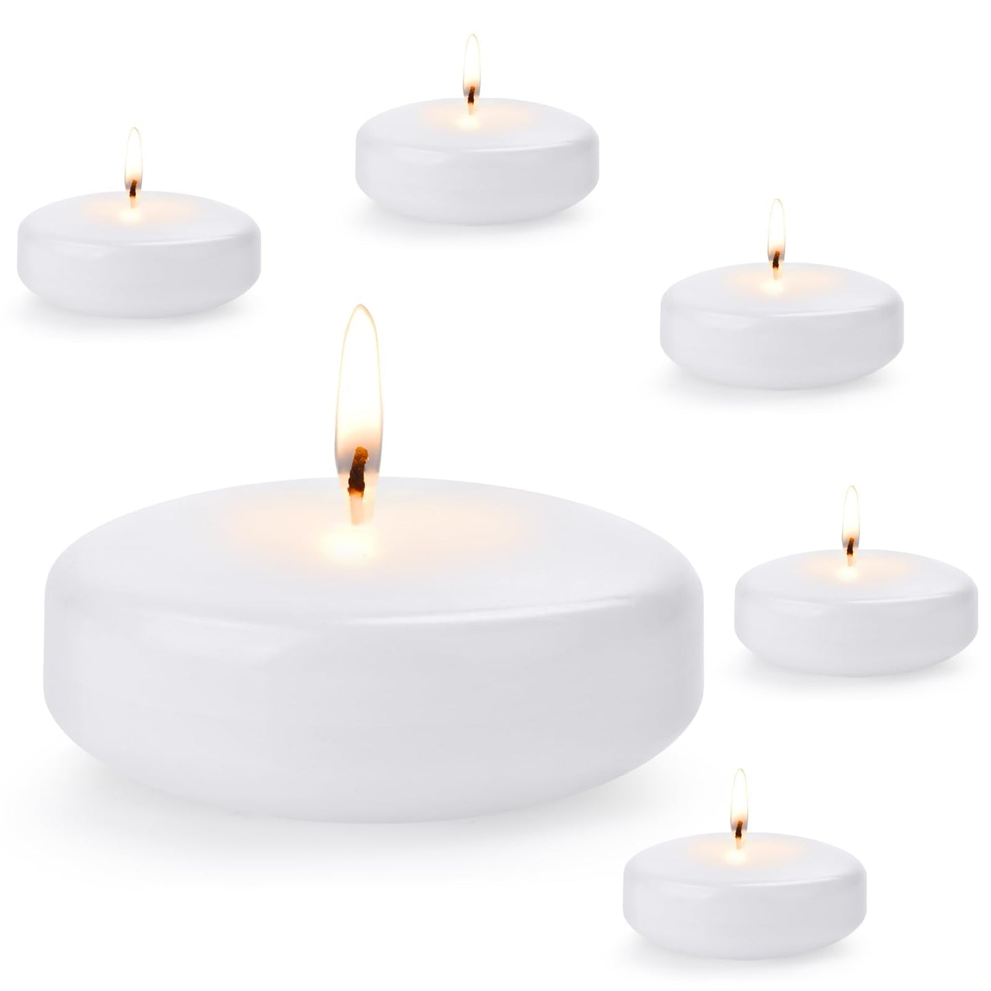 3 inch Floating Candles,24Pack White Dripless Wax Unscented Wax 13-15Hours Burning, Wedding Party Candles,for Centerpieces Suitable for Cylindrical Vases,Swimming Pool,Restaurant Decoration