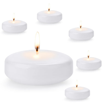 3 inch Floating Candles,24Pack White Dripless Wax Unscented Wax 13-15Hours Burning, Wedding Party Candles,for Centerpieces Suitable for Cylindrical Vases,Swimming Pool,Restaurant Decoration