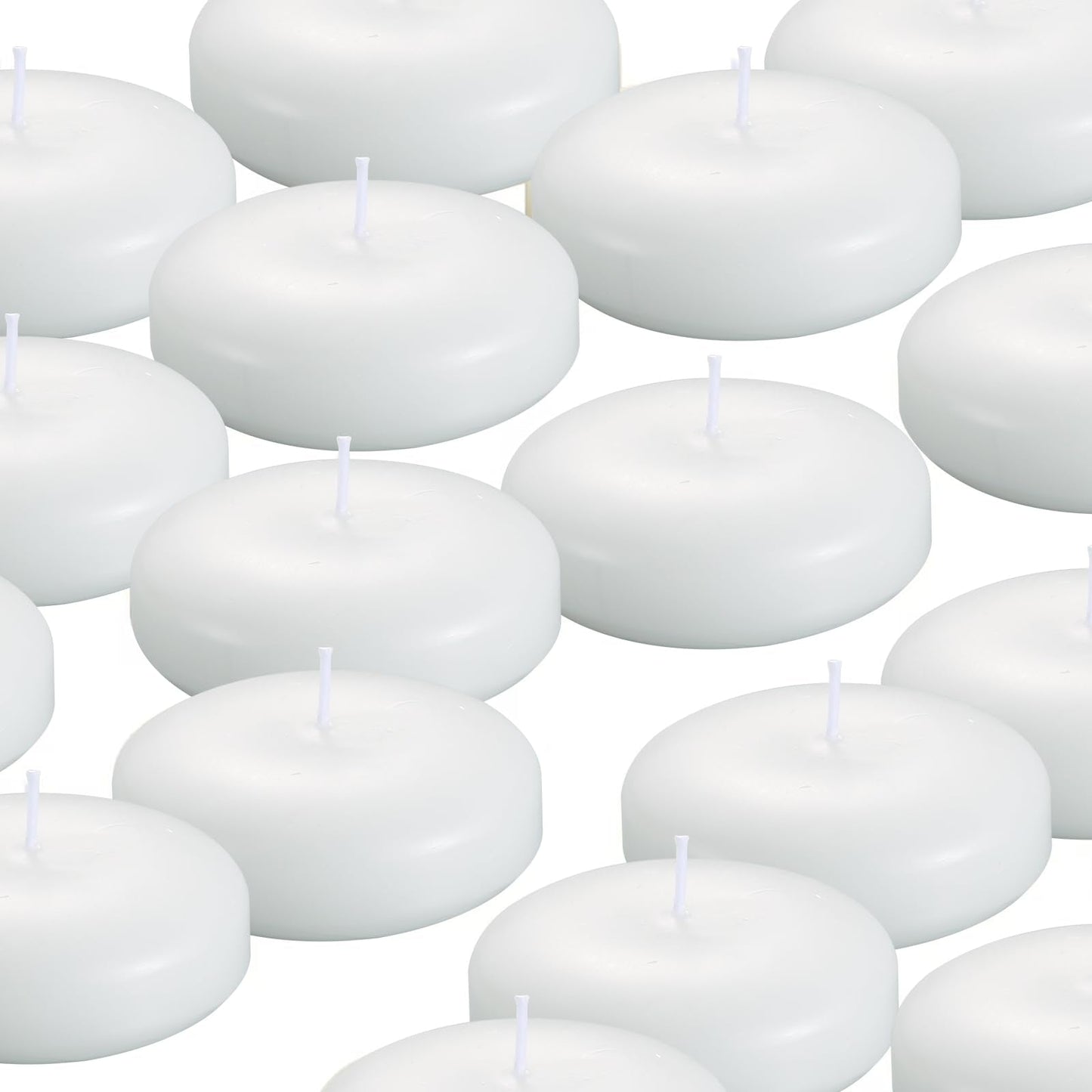 KNOURT 12 Pack Floating Candles, 3” White Unscented Dripless Wax Burning Candles, for Weddings, Party, Cylinder Vases, and Home Decorations…