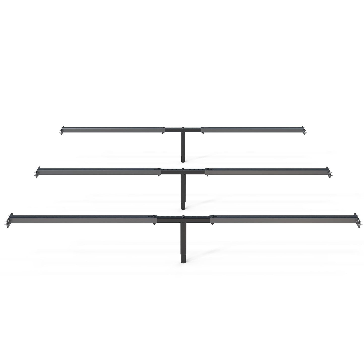 Bed Frame Support System 3Pack 58in-68in, Adjustable Bed Frame Center Support, Bed Support Slats for Queen and King Mattress, Box Springs, and Universal Bed Foundations (Black/3pack, 70Inch-80Inch)