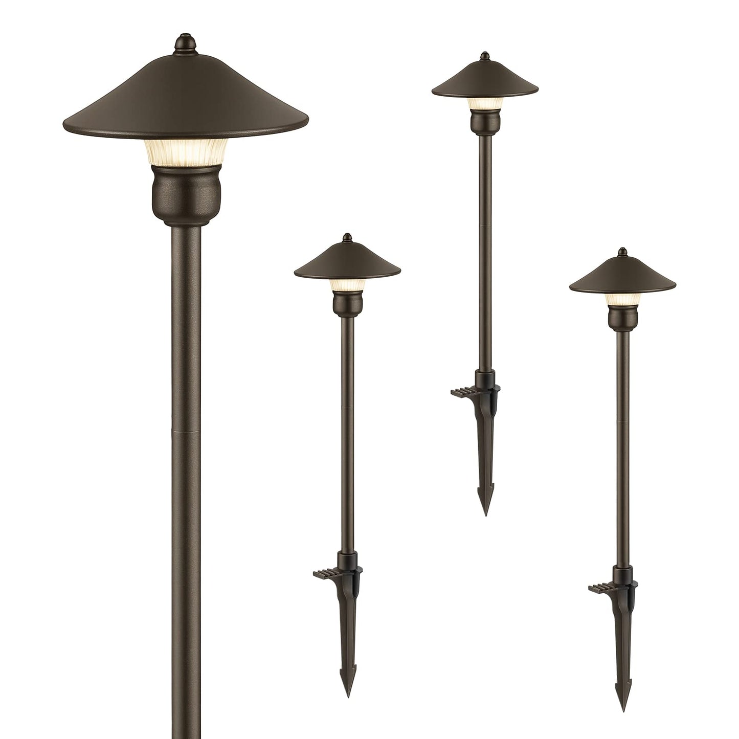 EDISHINE Low Voltage Pathway Lights, 3W 150 LM 3000K 16.5“ Tall LED Landscape Lights, 12V AC/DC 50,000Hrs Waterproof Aluminum Housing Outdoor Landscape Lighting for Path, Yard, Garden