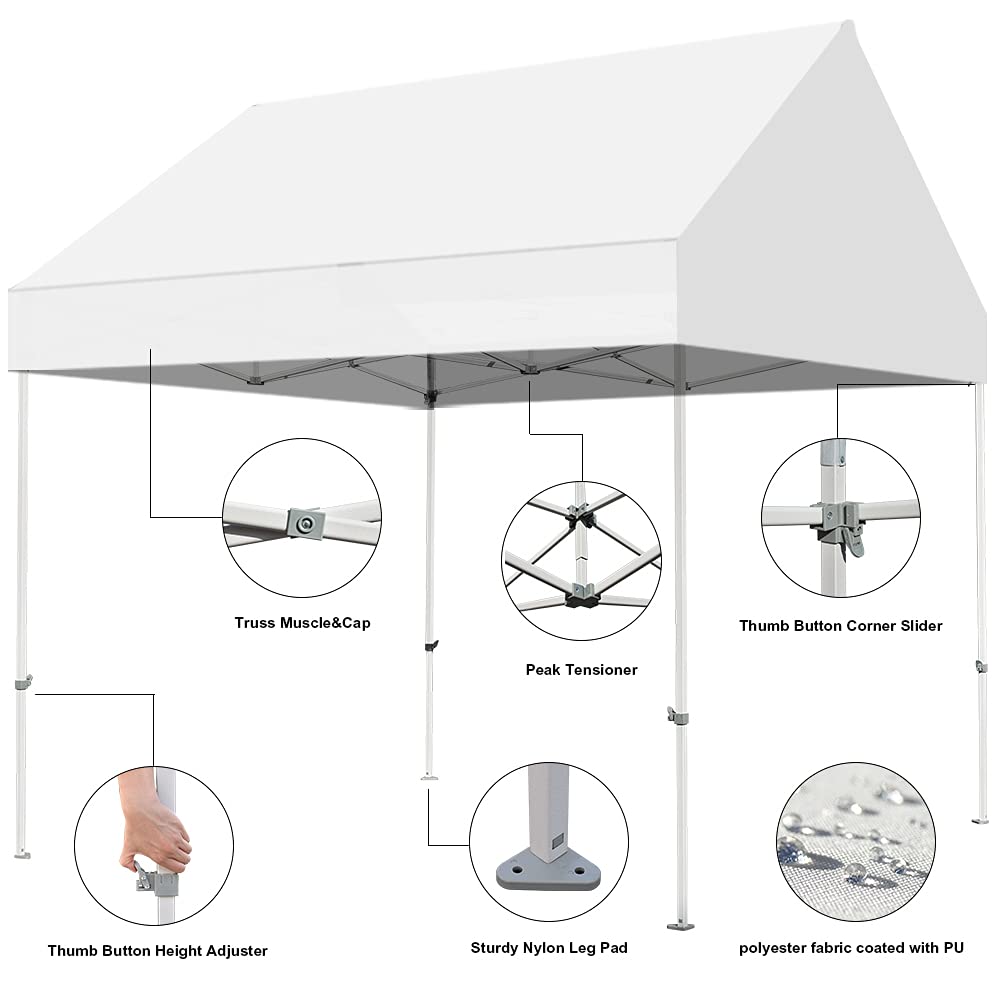 Eurmax USA Patented 10x10 Pop Up Canopy Tent Party Tent Commercial Instant Canopies Shelter with Heavy Duty Roller Bag,Bonus 4 Sand Bags (Snow White)