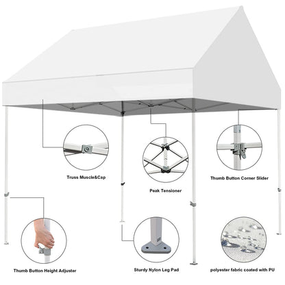 Eurmax USA Patented 10x10 Pop Up Canopy Tent Party Tent Commercial Instant Canopies Shelter with Heavy Duty Roller Bag,Bonus 4 Sand Bags (Snow White)