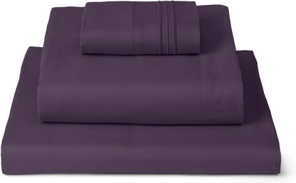 Mellanni Twin XL Sheets Set - 3 PC Hotel Luxury Bedding | Extra Soft, Cooling, Wrinkle-Resistant (Purple)