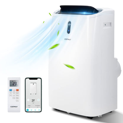 COSTWAY 14000BTU Portable Air Conditioner, 4-in-1 Oscillation Air Cooler with Cooling/Humidifier/Heater/Fan, 3 Speeds Fan, Remote Control, WiFi Smart Control (14000BTU)