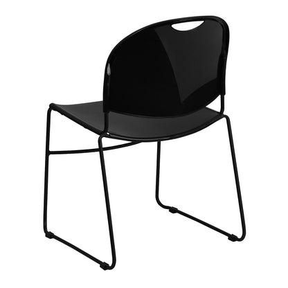 Flash Furniture Hercules Series Ultra-Compact Plastic Stacking Event/Waiting Room Chairs, Ergonomic Lobby Chairs with Contoured Seats, Set of 5, Black