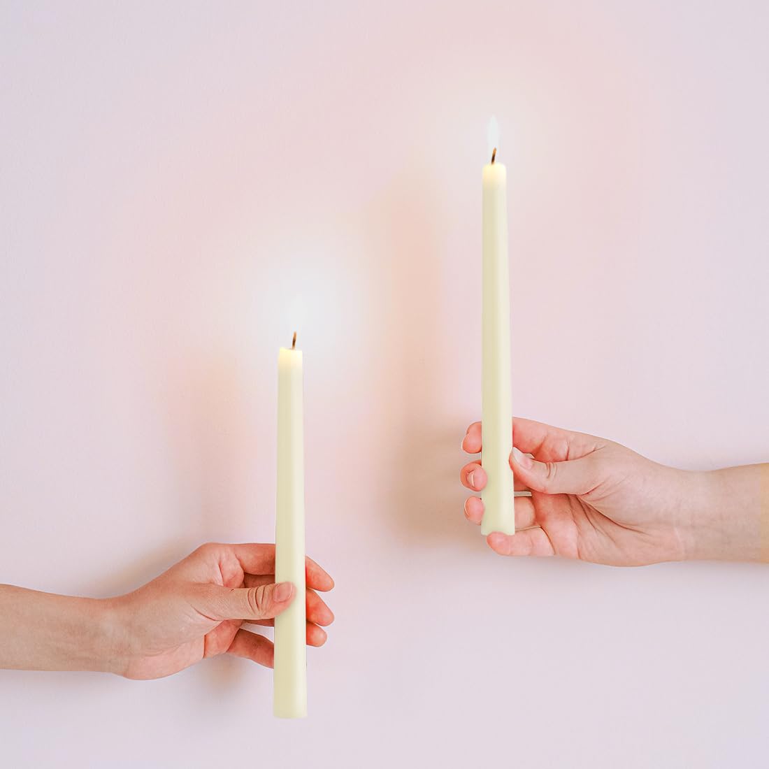 8'' Natural Cream White Beeswax Taper Candles Set of 6, DEYBBY Smokeless and Dripless Pure Organic Beeswax Candles for Wedding Dinner Decor Emergency Housewarming Birthday Gift, Long Lasting Burning