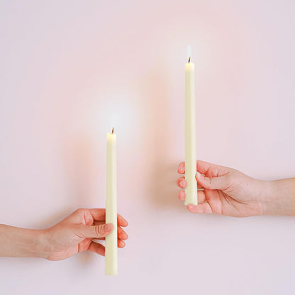8'' Natural Cream White Beeswax Taper Candles Set of 6, DEYBBY Smokeless and Dripless Pure Organic Beeswax Candles for Wedding Dinner Decor Emergency Housewarming Birthday Gift, Long Lasting Burning
