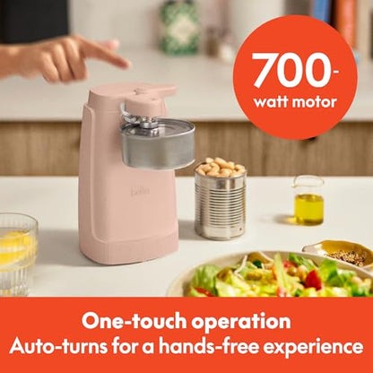 bella Electric Can Opener and Knife Sharpener, Multifunctional Jar and Bottle Opener with Removable Cutting Lever and Cord Storage, Stainless Steel Blade, Surf