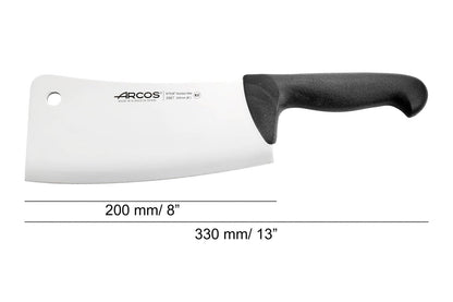 Arcos Cleaver Knife 8 Inch Nitrum Stainless Steel and 200 mm blade. Professional Butcher knife. Ergonomic Polypropylene Handle. Series 2900. Color Black