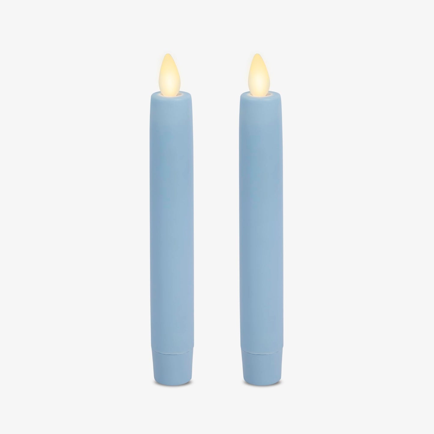 Luminara Set of 2 Flameless Candle Tapers (0.87" x 6.7") Flat Top Real Wax Unscented (Airy Blue)