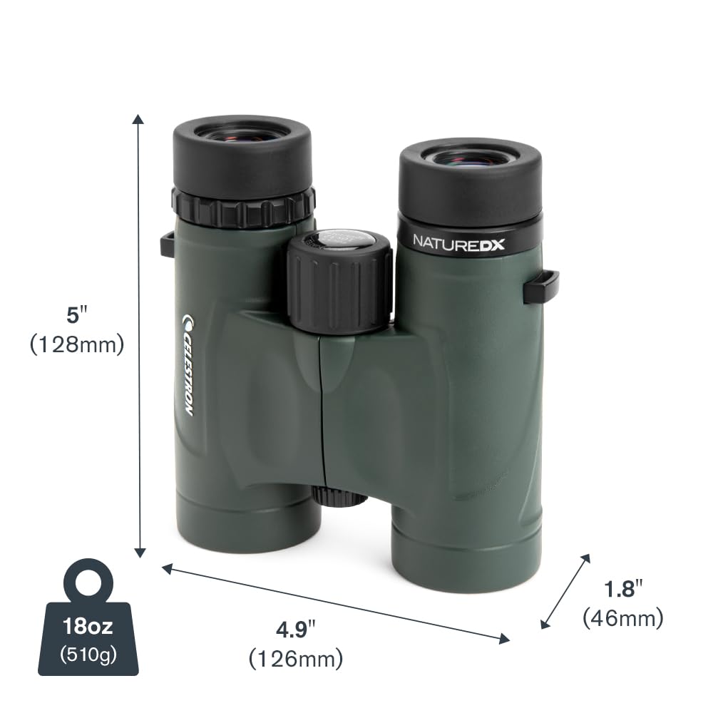 Celestron - Nature DX 8x32 Binoculars – Ideal for Birding and Outdoors – 32mm Objective Lenses – Wide 7.4° Field of View – BaK-4 Prisms – Fully Multi-Coated – Waterproof and Fogproof