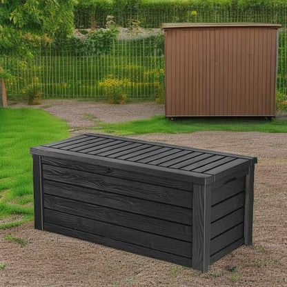 Keter Westwood 150 Gallon Outdoor Storage Box - Durable Resin for Patio Furniture & Garden Tools | Dark Grey
