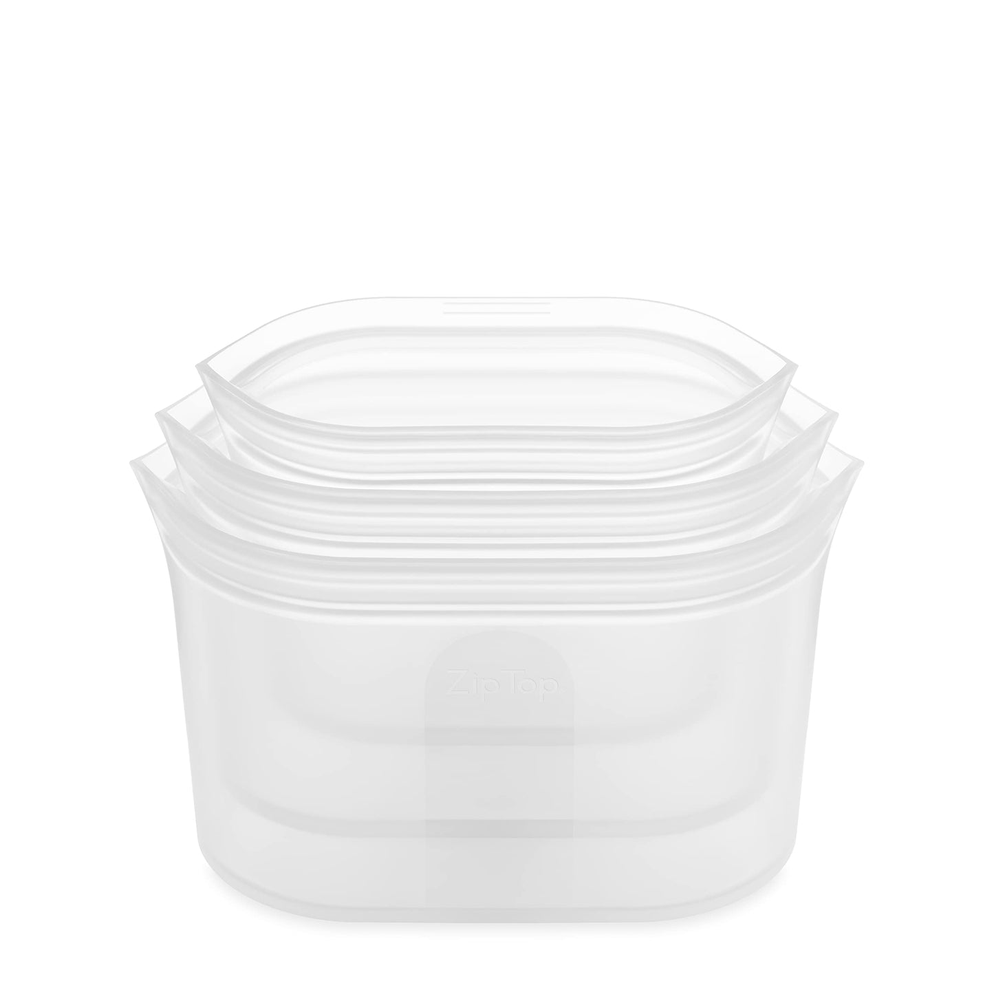 Zip Top Reusable Food Storage Bags | Medium Dish [Frost] | Silicone Meal Prep Container | Microwave, Dishwasher and Freezer Safe | Made in the USA