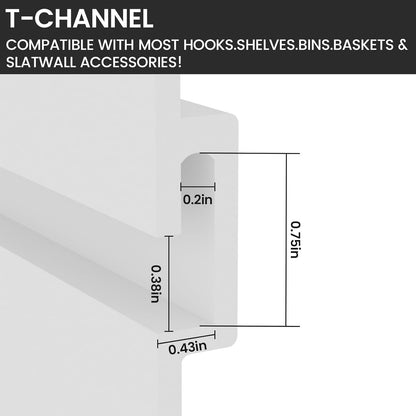 Noliven Slatwall Panel Wall Storage Systems, 4x8 ft Slat Wall Paneling Garage Wall Organizer with Five Hooks, Heavy Duty Wall Mounted PVC Wall Rack, White