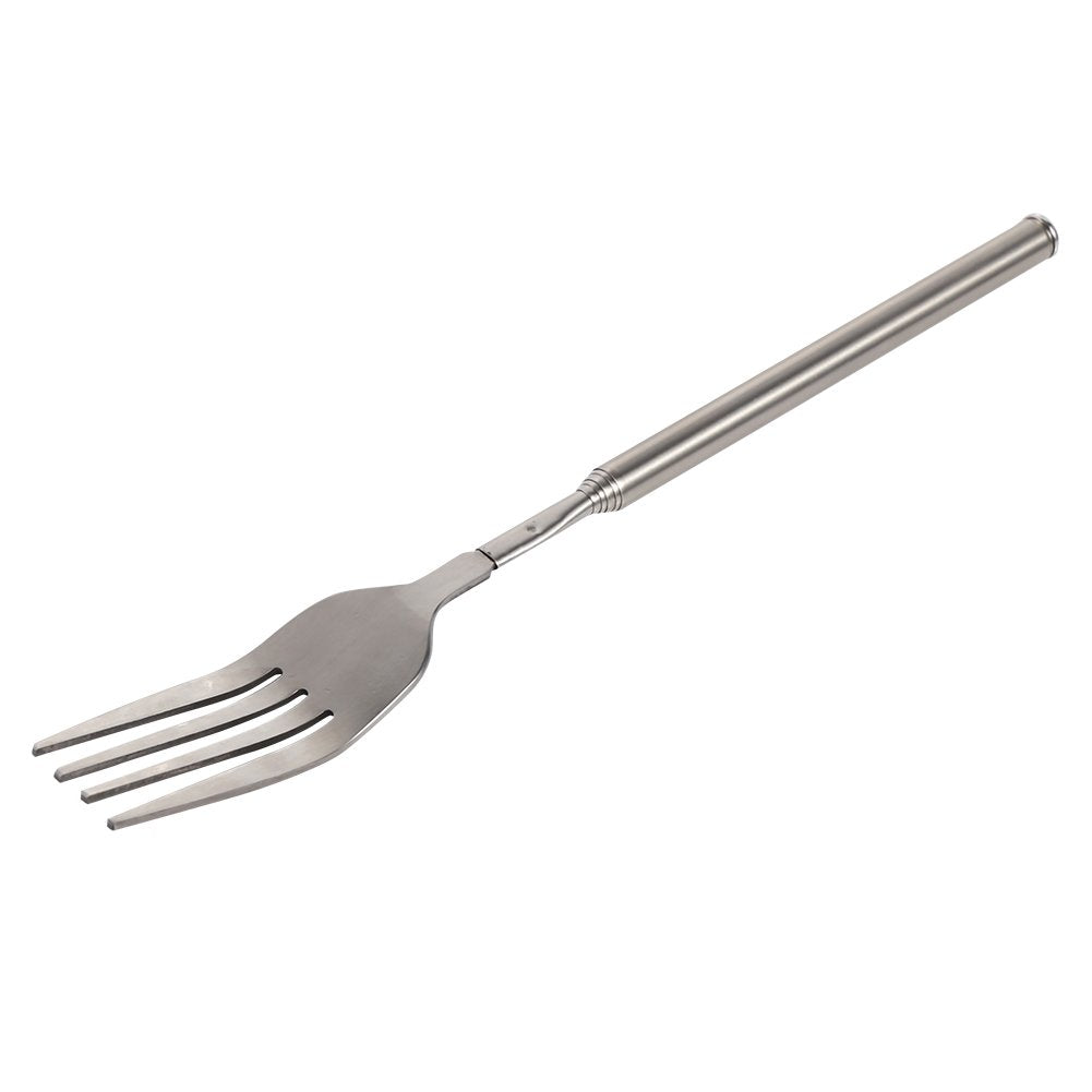 Telescopic Fork, 3PCS Stainless Steel Extendable Long Handle BBQ Dinner Fruit Dessert Fork, Sturdy and Durable 8.7-25.4inch