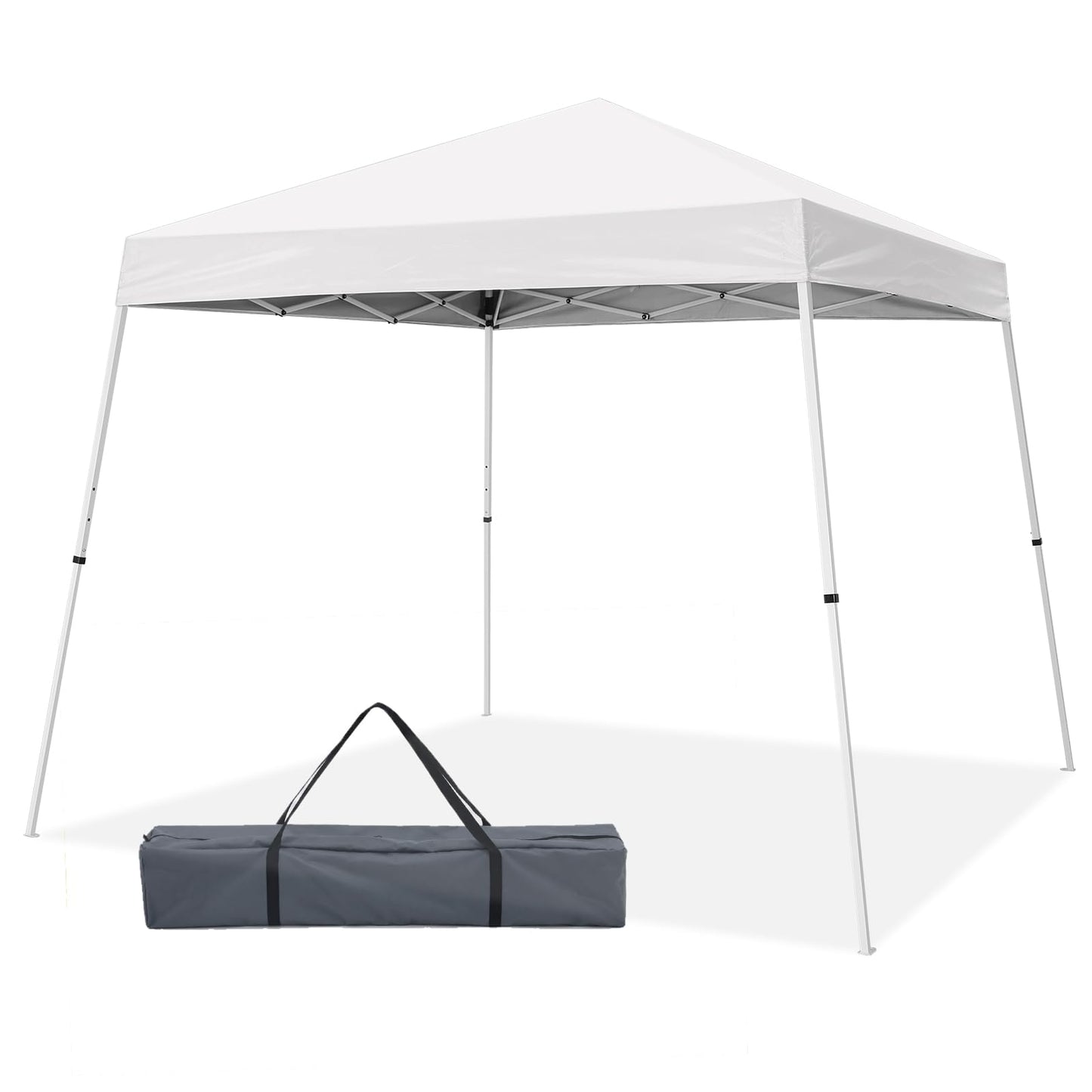 INTER HUT 10x10 Pop Up Canopy Tent with Carry Bag, Slant Leg Instant Shade Shelter for Outdoor Events, Camping, Sports, Parties, White