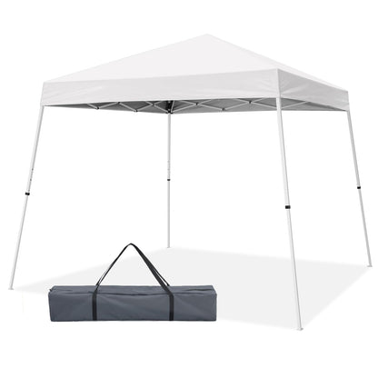 INTER HUT 10x10 Pop Up Canopy Tent with Carry Bag, Slant Leg Instant Shade Shelter for Outdoor Events, Camping, Sports, Parties, White