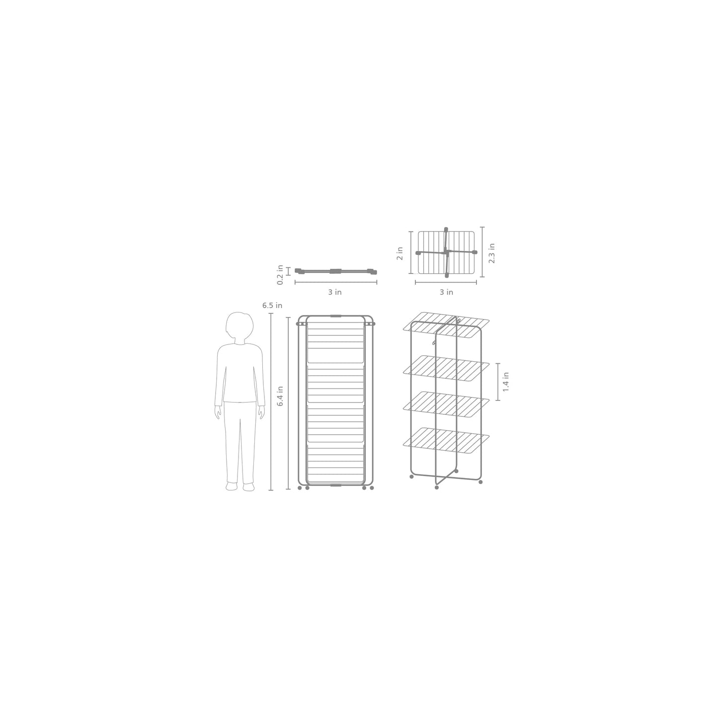 Brabantia HangOn Tower Clothes Drying Rack with Wheels | 98ft (30m) | White | Tall 3-Tier Indoor Clothes Airer with Adjustable Shelves for Towels, Folds Flat to Save Space | Fits 3 Full Loads