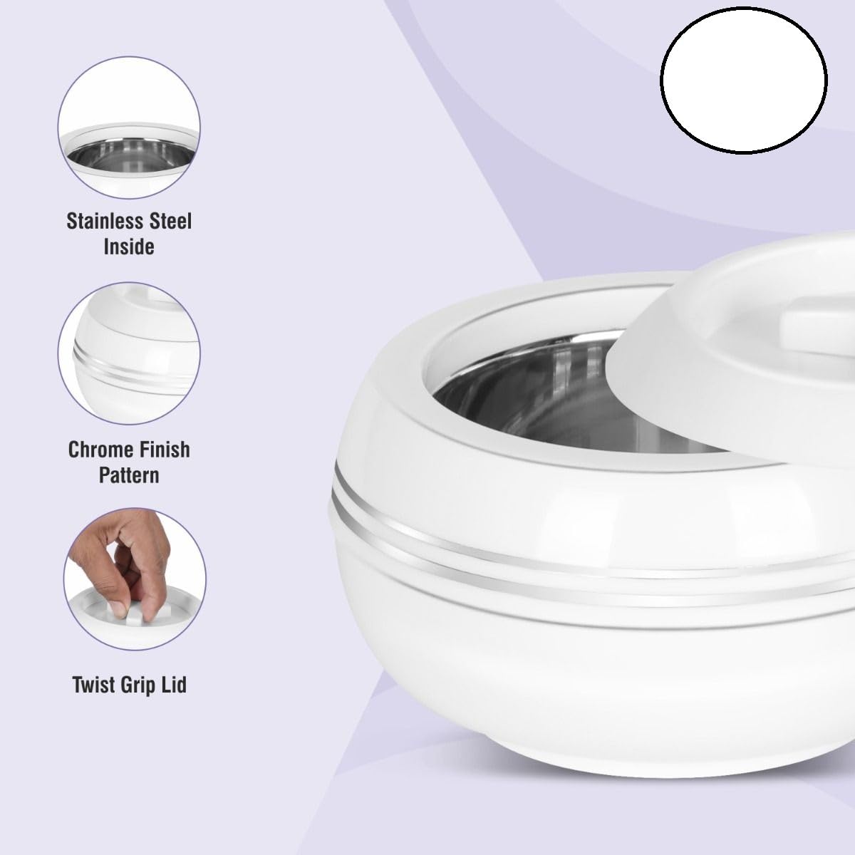 T TABAKH Palazio Jumbo 5500ml, 7500ml, 10000ml Insulated Casserole Dish with Lid 3ps Set Hot Pot Food Warmer/Cooler - Thermal Soup, Salad Serving Bowl - Stainless Steel Container - Keeps Food Hot & Cold (5.5L, 7.5L, 10L)