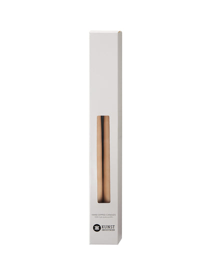 Kunstindustrien® Taper Candles – Set of 4, 13.8" – Made in Denmark, Long Burning Candles 15h, Unscented & Smokeless Candlesticks – Elegant Tall Candles for Weddings, Dinners & Home Decor (Nougat)