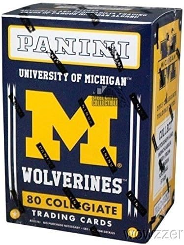 2015 Panini Michigan Wolverines Factory Sealed Blaster Box with 80 Cards &amp Autograph or Memorabilia Card! Look for Cards &amp Autographs of Wolverine Legends including Tom BradyBarry Larkin &amp