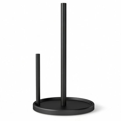 Jesginboo Paper Towel Holder Countertop, Black Kitchen Paper Towels Holder, Paper Roll Holder with Weighted Base