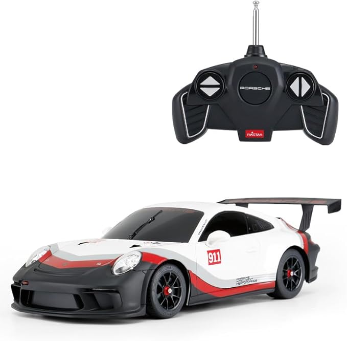 RASTAR 59400 1/18 Porsche 911 RC Car - Ideal Gifts for Play &amp Display - Officially Licensed Toy Car Model with Remote Controller for Kids Teens &amp Adults - White
