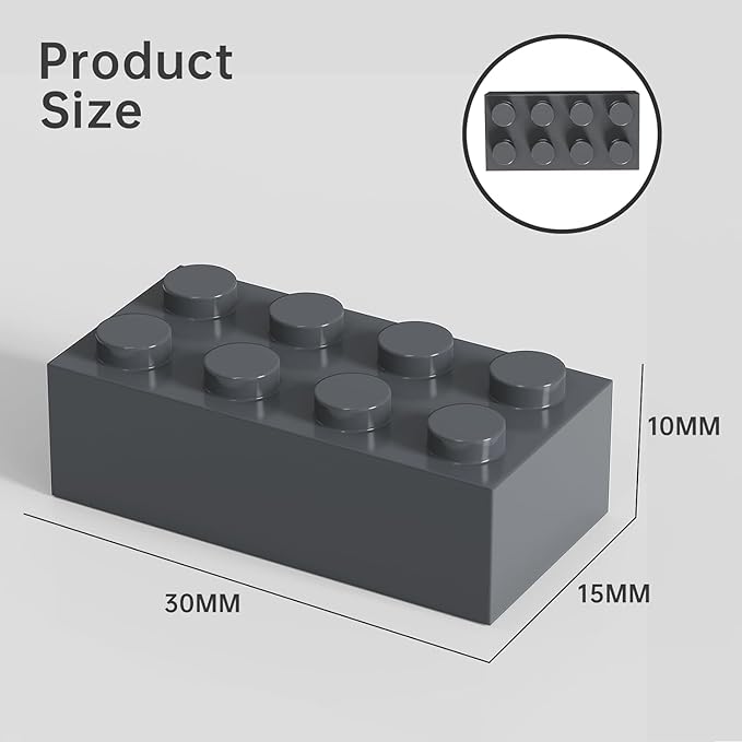 500 Piece Dark Gray Bricks Bulk Gray 2x4 Building Bricks Flat Compatible with Lego Parts and Pieces: 2x4 Dark Grey Bricks(Color: Dark Gray)
