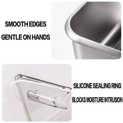 Premium 316 Stainless Steel Airtight Rice Storage Container, Modern Kitchen Organizer,grain bin, 27lb/11L Locking Lid Bin with Silicone Seal -Rice, Flour, Beans & Pet Food Dispenser (Matte Silver)