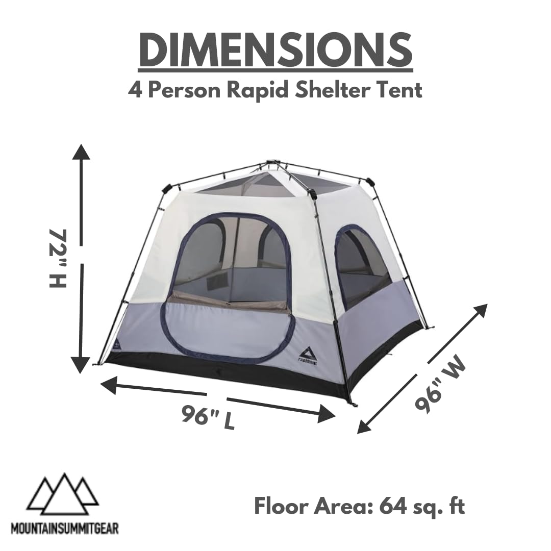 Caddis Rapid 4-Person Tent, Camping Gear for the Outdoors, Pop Up Tent, Rapid Tent Frame for Easy Setup, 4-Person Capacity Tents for Camping, (by Caddis Sports)