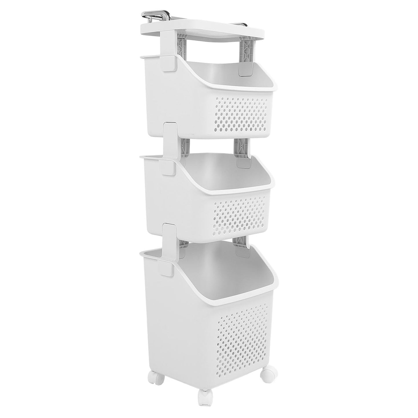 3 Tier Laundry Basket Organizer with Wheels, Tiered Laundry Basket Organizer, with Portable Storage Baskets, for Kitchen Bathroom Bedroom Laundry Room