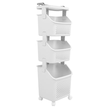 3 Tier Laundry Basket Organizer with Wheels, Tiered Laundry Basket Organizer, with Portable Storage Baskets, for Kitchen Bathroom Bedroom Laundry Room