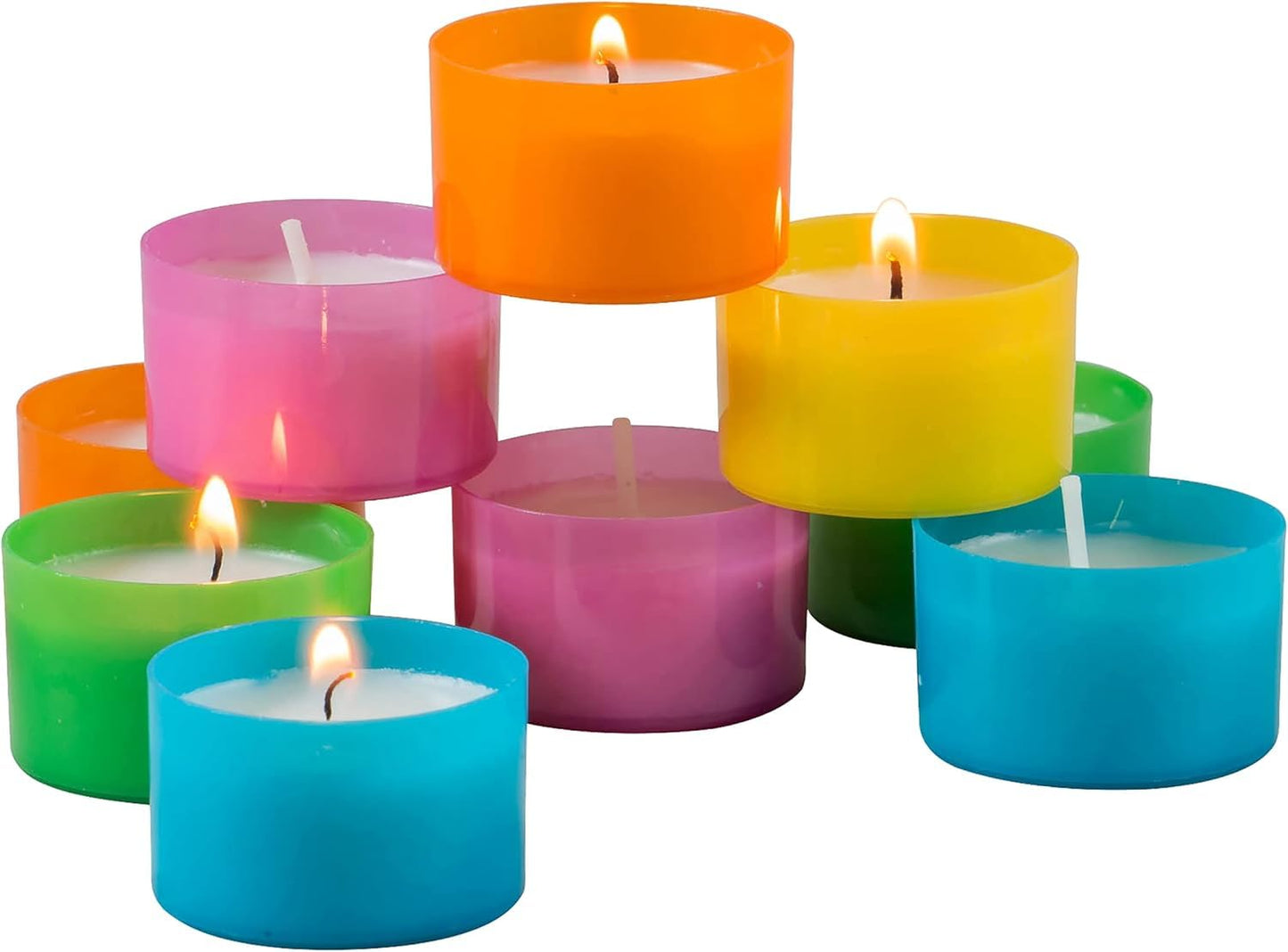 Stonebriar 48 Pack Multicolor Unscented 6 to 7 Hour Long Burning Tea Light Candles