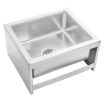 DuraSteel 24x24x13 Commercial Floor Mop Sink - NSF Certified 304 Stainless Steel Utility Room Service Basin with Leak Proof Flat Drain - Large Tub for Dog Washing, Filling Water Bucket, Cleanup