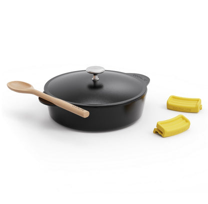 COOKLIFE 5.5 Quart Lightweight Pre-Seasoned Cast Iron Dutch Oven with Lid - Smooth Polished Surface, Easy to Clean Cast Iron Pot Use in the Oven, on the Stove or Grill, Over a Campfire