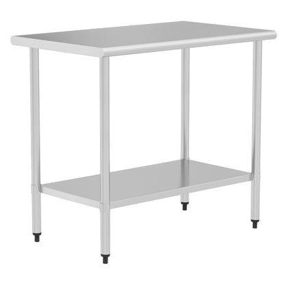 Stainless Steel Table for Food Prep & Work 24 x 48 inches Utility Table with Adjustable Undershelf, Commercial Workstation in Kitchen, Garage, Outdoor BBQ