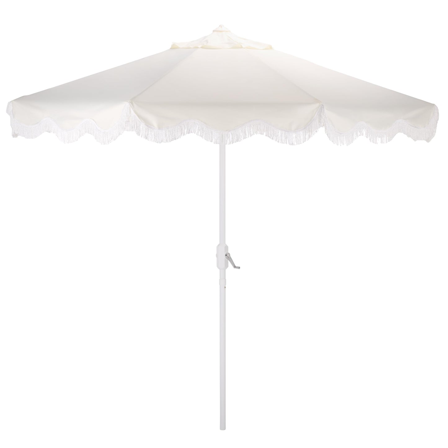 SAFAVIEH Outdoor Patio Furniture Collection – Torsa 9 Ft Crank Patio Umbrella, Ivory & White Pole, Market Umbrella with Crank Lift (PAT8024A)