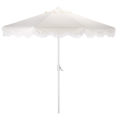 SAFAVIEH Outdoor Patio Furniture Collection – Torsa 9 Ft Crank Patio Umbrella, Ivory & White Pole, Market Umbrella with Crank Lift (PAT8024A)