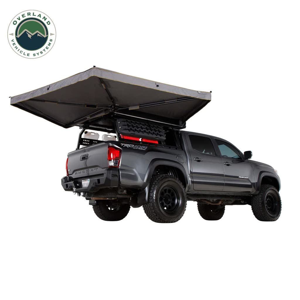 Overland Vehicle Systems 19689909 HD Nomadic 270 LTE Awning Passenger Side | 65 Sq Ft of Coverage | Dark Gray Fabric with Travel Cover Included | Twist and Lock Technology | Weather-Resistant
