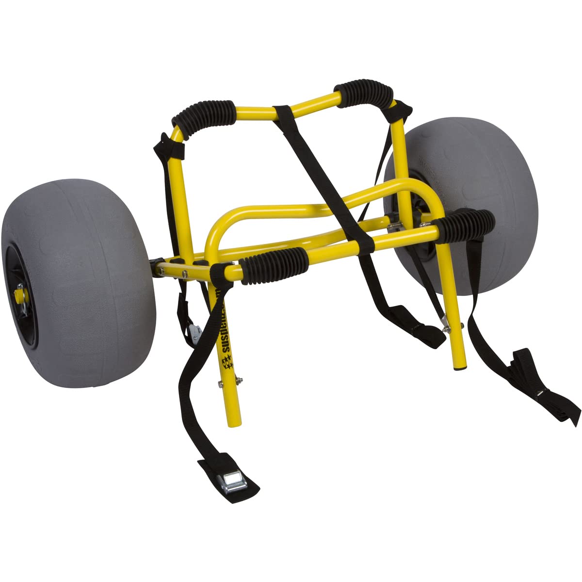 Suspenz Kayak Beach Cart Trailer, DLX Canoe Trolley with Balloon Wheels Sand Tires and Straps, Yellow, Flat Platform, 22-7044