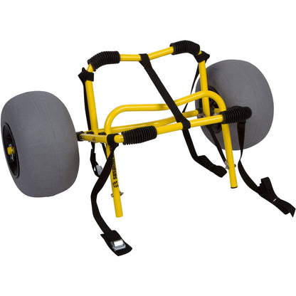 Suspenz Kayak Beach Cart Trailer, DLX Canoe Trolley with Balloon Wheels Sand Tires and Straps, Yellow, Flat Platform, 22-7044