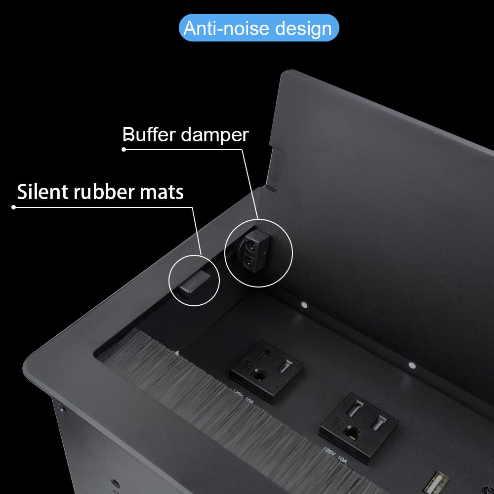 Conference Table Power hub Conference Table connectivity Box recessed Outlet Desk Outlet recessed Power Strip USB-c 65W Outlet Plug with USB Ports countertop Outlet Socket (Black)