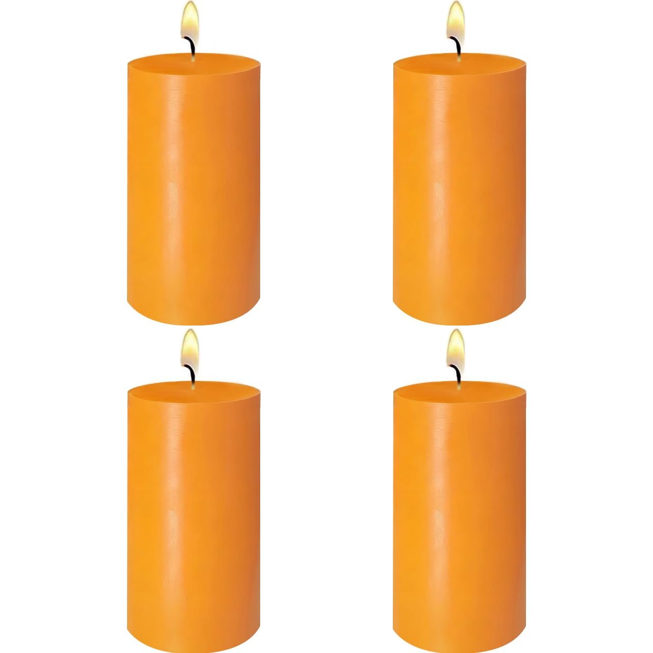 4-Pack 2x4 Inch Orange Pillar Candles – Unscented Dripless and Long Burning Candles, Good for Dinner Parties Fall Harvest Halloween Thanksgiving Home Décor