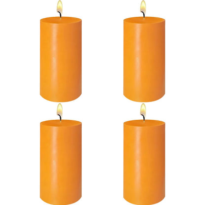 4-Pack 2x4 Inch Orange Pillar Candles – Unscented Dripless and Long Burning Candles, Good for Dinner Parties Fall Harvest Halloween Thanksgiving Home Décor