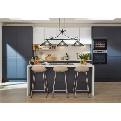 Chloe Lighting Innes Tiffany-Style Island Pendant, 3 Lights, 47in Wide, Multicolor, Blackish Bronze, Model CH3T359BM47-IL3